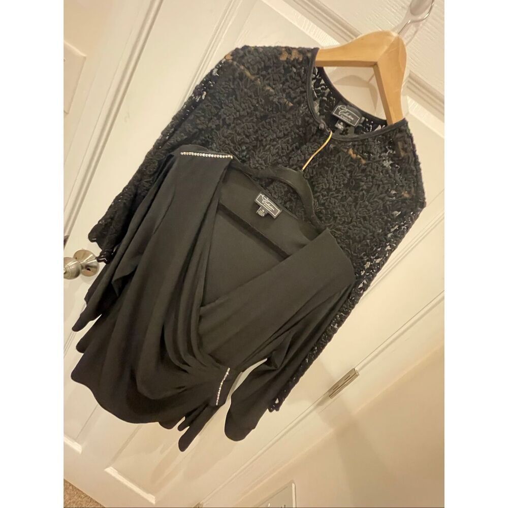 Dressbarn women’s lot bundle XL black fancy blouse and cardigan
